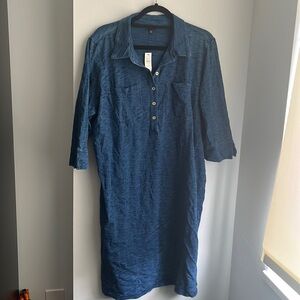 Talbots Blue Cotton Shirt Style Dress - NWT - 2X -Petite